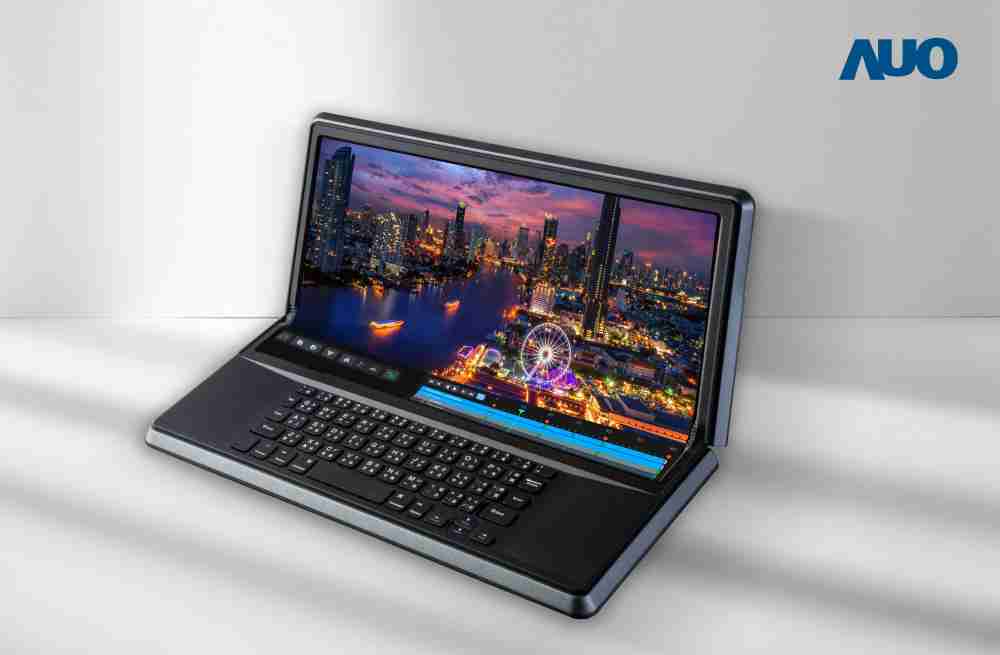 汇旺支付14.6吋Micro LED折迭显示屏幕，，，搭配半径4mm的弯折绞炼，，，，以及高画素、、、、高亮度、、高对比度的显示技术特点，，即便在大视角下仍保有绝佳色相与亮度